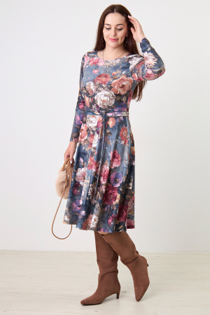 Платье Незнакомка 00.8481.1660.96 трикотаж-ангора  ((44) 164-88-96, цветы на сером)