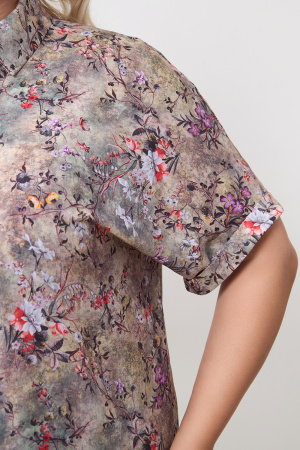 Блузка Незнакомка 01.9509.2710 штапель ((50) 164-100-108, серо-зеленый)