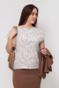 Блузка Незнакомка 03.9459.2154 ткань блузочная ((62) 164-124-132, бело-коричневый)