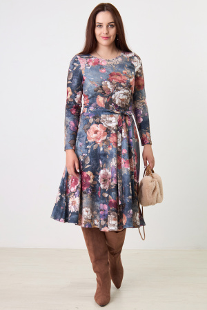 Платье Незнакомка 00.8481.1660.96 трикотаж-ангора  ((44) 164-88-96, цветы на сером)