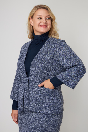 Жакет женский Незнакомка 10.8452.669 трикотаж"букле" ((56) 164-112-120, сине-белый)