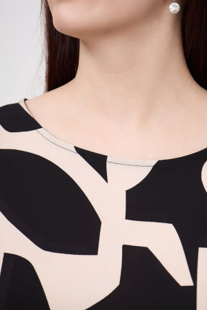 Блузка Незнакомка 03.9507.2361 штапель ((48) 164-96-104, бежево-черный)