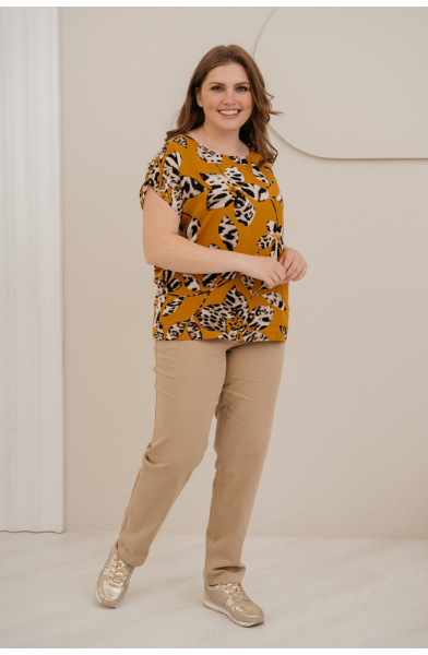 Блузка Незнакомка 03.9377.2153 штапель "цветы-леопард"