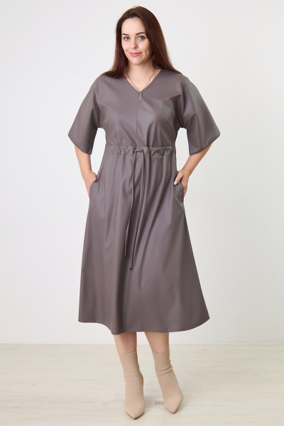 Платье Незнакомка 00.8485.2903 кожа стрейч ((44) 164-88-96, серо-бежевый)