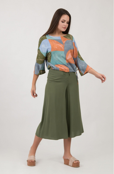 Юбка-брюки Незнакомка 05.9383.2011 штапель ((44) 164-88-96, оливковый)