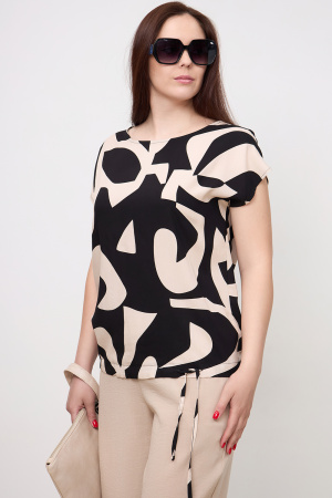 Блузка Незнакомка 03.9507.2361 штапель ((48) 164-96-104, бежево-черный)