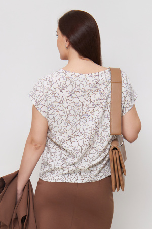 Блузка Незнакомка 03.9459.2154 ткань блузочная ((62) 164-124-132, бело-коричневый)