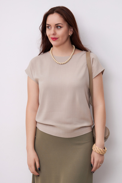 Блузка Незнакомка 03.9499.2154 ткань плательная слаб ((44) 164-88-96, серо-бежевый)