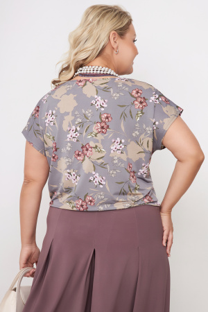 Блузка Незнакомка 03.2160.2154  масло ((44) 164-88-96, цветы на сером)