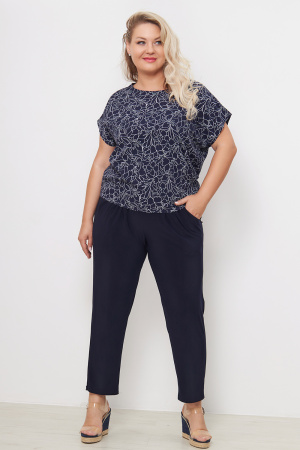 Блузка Незнакомка 03.9459.2154 ткань блузочная ((44) 164-88-96, сине-белый)