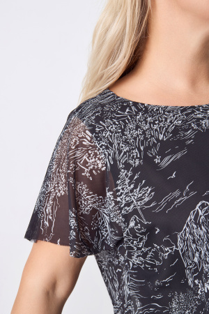 Блузка-топ Незнакомка 08.9622.1628 сетка ((48) 164-96-104, черно-белый)