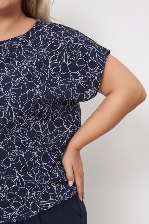 Блузка Незнакомка 03.9459.2154 ткань блузочная ((44) 164-88-96, сине-белый)