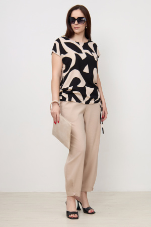 Блузка Незнакомка 03.9507.2361 штапель ((48) 164-96-104, бежево-черный)