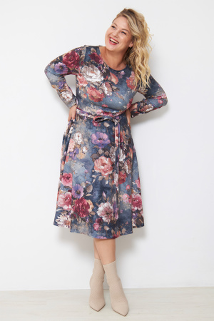 Платье Незнакомка 00.8481.1660.96 трикотаж-ангора  ((44) 164-88-96, цветы на сером)