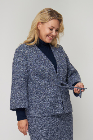 Жакет женский Незнакомка 10.8452.669 трикотаж"букле" ((56) 164-112-120, сине-белый)