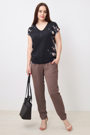 Блузка Незнакомка 01.9467.2779 штапель "купон-цветы ((50) 164-100-108, черный)